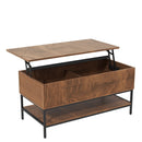 Rectangle Lift Top Coffee Table With Hidden Storage And Lower Shelf - Brown by HouseOfZazla