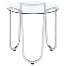 Beller Round Tempered Glass Top End Side Table Chrome