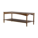 Rustic Brown Wood Coffee Table with Turned Spiral Legs and Lower Shelf by HouseOfZazla