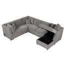 U-Shaped Sectional Sofa Pull Out Sofa Bed With Two USB Ports, Two Power Sockets, Three Back Pillows And A Storage Chaise For Living Room by HouseOfZazla