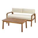 2 Pieces Outdoor Sofa Set with Cushions - Teak