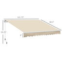 Outsunny - 12' x 8' Retractable Awning Patio Awnings Sun Shade Shelter With Manual Crank Handle, 280G / M² Uv & Water-Resistant Fabric And Aluminum Frame For Deck, Balcony, Yard - Cream White by HouseOfZazla