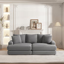 86.6 Inch Corduroy 3-seater sofa With 3 back pillows, 2 toss pillows and two ottoman, Comfy Sofa- Deep Seat Couch for Living Room