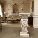 22.05" H x 9.06" W European Style Floral Carved Roman Column Pedestal by HouseOfZazla