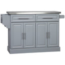 Homcom - Rolling Kitchen Island With Storage, Portable Kitchen Cart With Stainless Steel Top, 2 Drawers, Spice, Knife And Towel Rack And Cabinets by HouseOfZazla