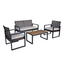 4 Piece Patio Furniture Set With Acacia Wood Table Top And Cushions by HouseOfZazla