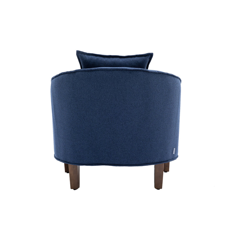 Accent Chair with Ottoman, Mid Century Modern Barrel Chair Upholstered Club Tub Round Arms Chair for Living Room