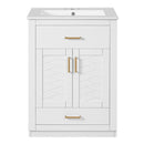 Modern Bathroom Vanity With Integrated Ceramic Sink, 2 Door Cabinet With Tip-Out Drawer by Unique Piece Furniture