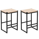 Boho Style Backless Bar Stools (Set of 2) With Paper Rope Woven Seat & Metal Frame For Kitchen Counter by HouseOfZazla