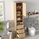 Tall Bathroom Cabinet With 1 Door, 3 Drawers, Open Storage - Wood by HouseOfZazla