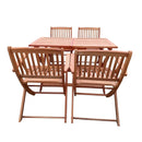 5 Piece Patio Dining Set, 4 Folding Chairs & 1 Dining Table, Indoor And Outdoor Universal - Teak by HouseOfZazla