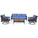 GO 4 Pieces Patio Furniture Set with Swivel Chairs Outdoor Wicker Sofas