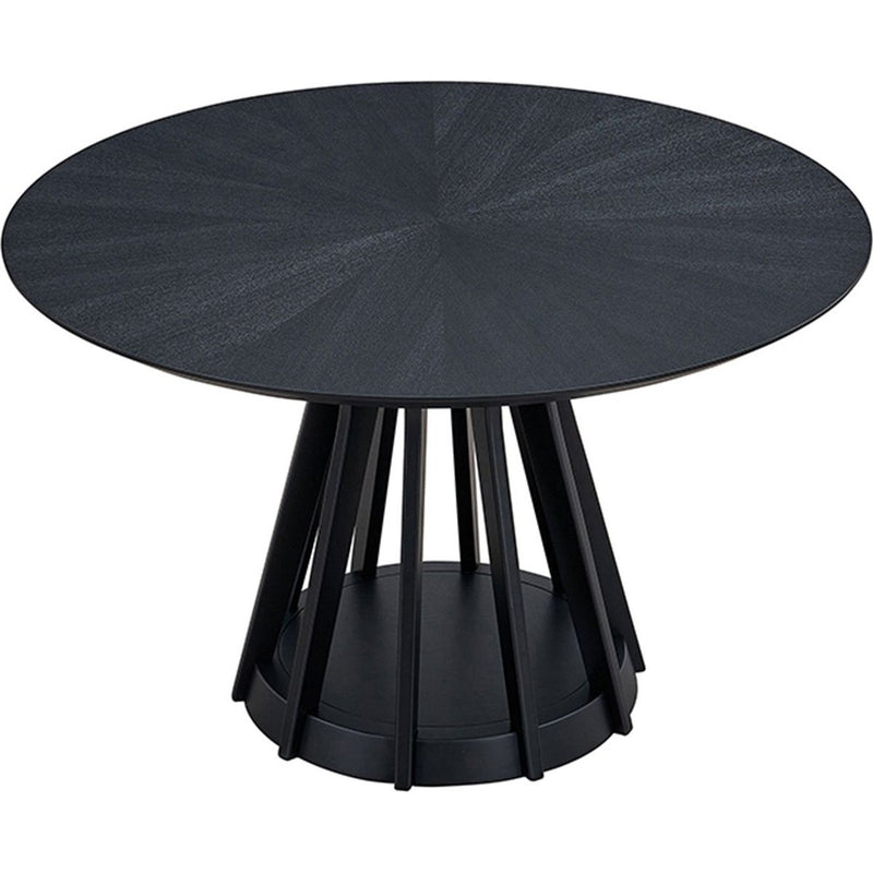 (1 Table+4 Chairs)Modern Dining Table Set of 5 pcs,Wooden Dining Table and Upholstered Chairs for Living Room,Round Kitchen Set with Sturdy Legs for Restaurant,Black