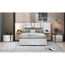 Full Size Upholstered Platform Bed, Two Outlets and USB Charging Ports on Both Sides, Two Bedside Pillows, Storage Shelves,Velvet,Beige