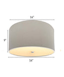 Moderne Flush Mount Conversion Kit 16"w Light Oatmeal Linen Drum Lampshade by LampsUSA