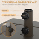 3-in-1 Outdoor Umbrella Base, Coffee End Table, Flower Box Planter with Drain Hole, 175 lbs. Capacity Fillable Patio Umbrella Stand Table with Wheels and Handles, Brown