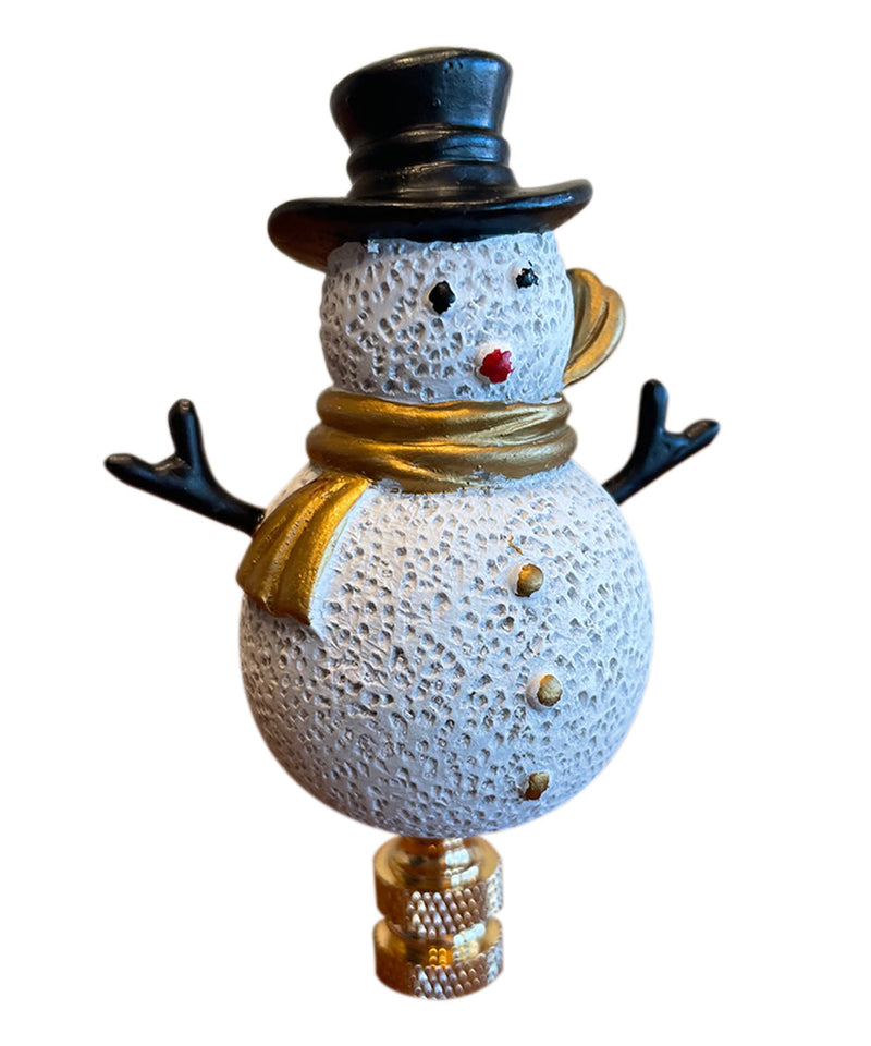 3.7"H Silver and Gold Christmas Snowman Polished Brass Base Lamp Finial