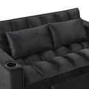 55.3" 4-1 Multi-functional Sofa Bed with Cup Holder and USB Port for Living Room or Apartments Black