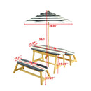 Naturally Playful Kids Picnic Table With Umbrella, Indoor / Outdoor Fun - Blue / White Stripes by Unique Piece Furniture