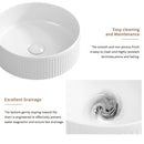 Small Bathroom Sink - 14 Inch Round Above Counter Porcelain Ceramic