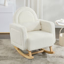Accent Rocking Chair With Curved Back & Pillow, Base, Ultimate Comfort For Living Room Or Nursery - Cream White by HouseOfZazla
