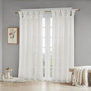 Floral Embroidered Cuff Tab Top Solid Curtain Panel