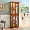 Curio Cabinet Lighted Curio Diapaly Cabinet With Adjustable Shelves And Mirrored Back Panel, Tempered Glass Doors (6 Tier), (E26 Light Bulb Not Included) by Unique Piece Furniture
