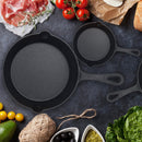 3Pcs Pre-Seasoned Cast Iron Skillet Set 6/8/10in Non-Stick Oven Safe Cookware Heat-Resistant Frying Pan for Frying SautŽing Cooking Baking