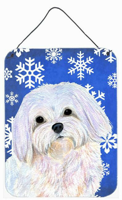 Maltese Winter Snowflakes Holiday Aluminium Metal Wall or Door Hanging Prints