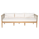 Outdoor Acacia Wood 3-Seater Sofa with Rope Woven Arms