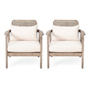 Set of 2 Outdoor Acacia Wood Patio Club Chairs with Waterproof Cushions by HouseOfZazla
