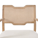 Farmhouse Dining Chairs Set of 2 with Upholstered Seats and Rattan Backrest by HouseOfZazla