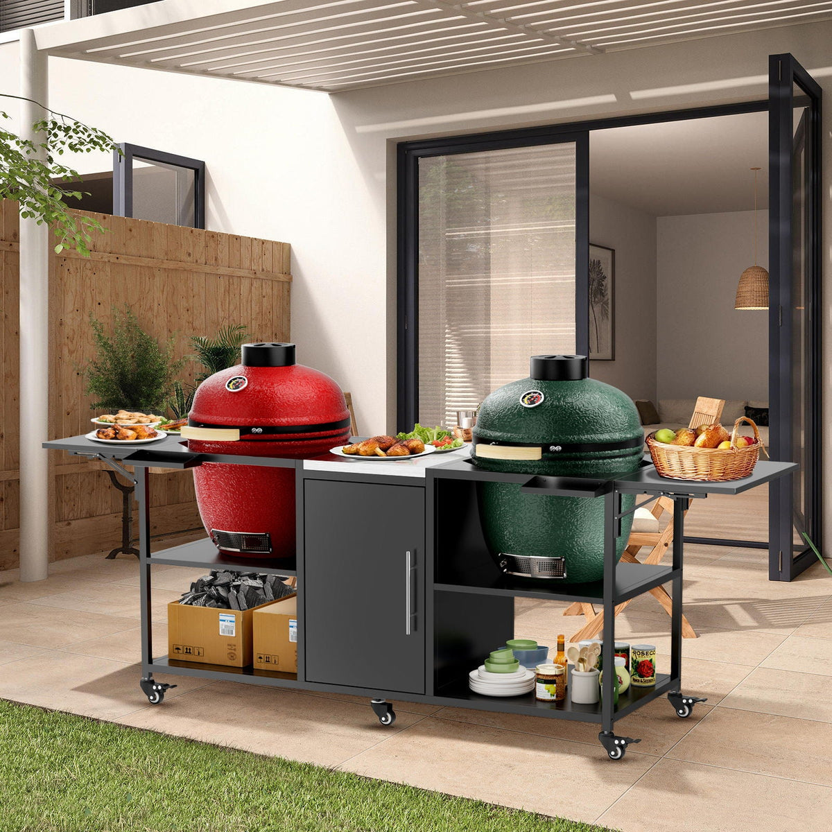 Outdoor Grill Cart For 2 Big Egg - Black / Silver, photo 12 of 12