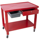 Transmission Teardown Work Station 1 / 2 Ton Capacity Sloping Drain Table Locking Drawer Removable Drain Basin Full-Width Lower Shelf Four 4" Caster Wheels by HouseOfZazla