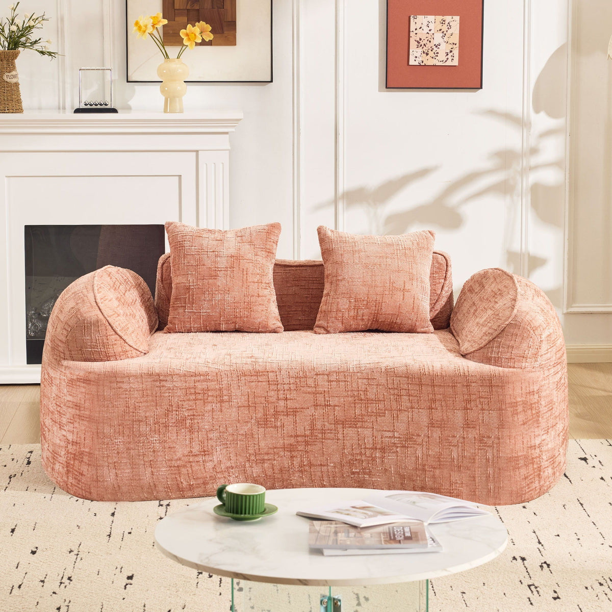 Curved 2 Person Compress Sofa With Armrests, Includes Pillows, photo 10 of 10