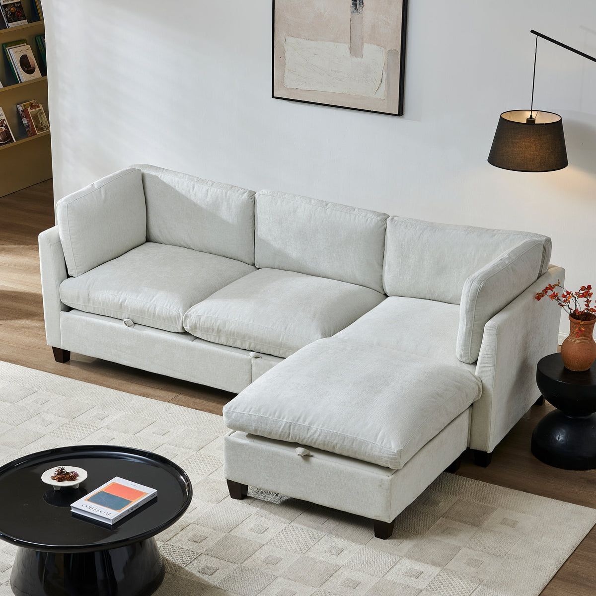 96.5" Sectional Couch for Living Room, Upholstered Soft Chenille Fabric Sofa, photo 4 of 10