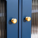 71-inchstylishTVcabinet Entertainment CenterTV stand,TVConsoleTable, Media Console,solidwood frame,Changhong glass door,Metal handle,antique blue,canbeplacedin the children's room,bedroom Living Room