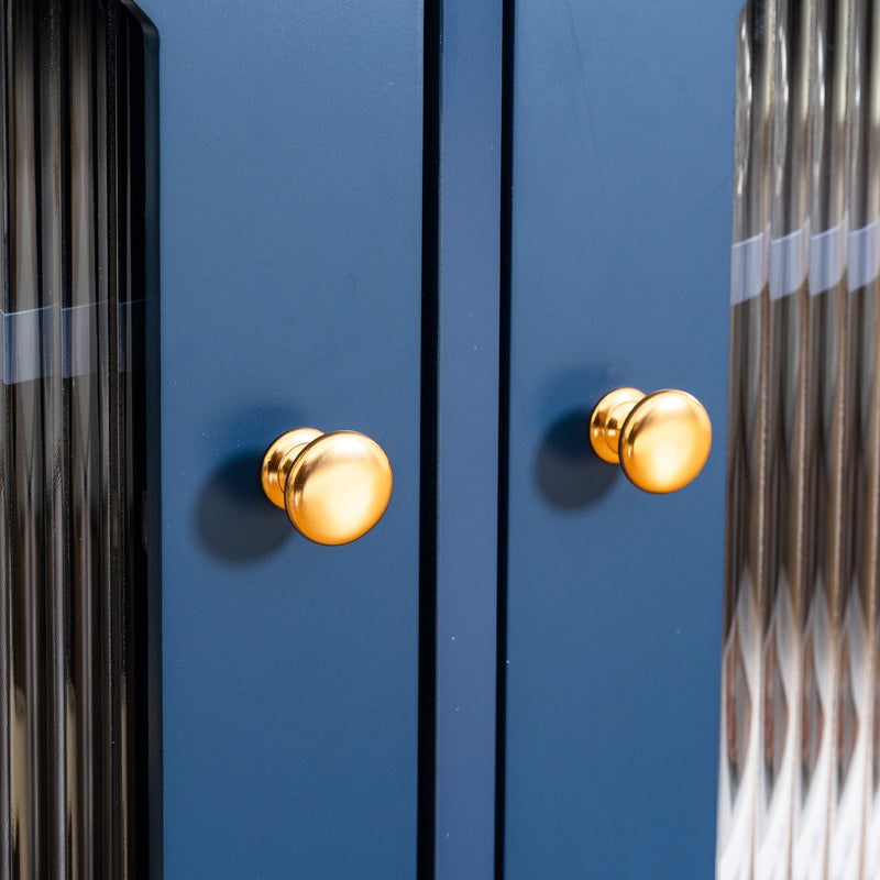 71-inchstylishTVcabinet Entertainment CenterTV stand,TVConsoleTable, Media Console,solidwood frame,Changhong glass door,Metal handle,antique blue,canbeplacedin the children's room,bedroom Living Room