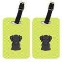 Checkerboard Lime Green Black Labrador Luggage Tag
