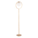Moon Contemporary Floor Lamp in Gold Metal and Frosted Glass