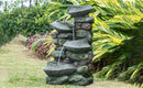 Indoor Outdoor Stone Water Fountain, 4 Tier Polyresin Cascading Rock Bowl Freestanding Fountain With LED Ligh - Gray by HouseOfZazla