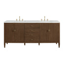 James Martin Myrrin 72" Double Bathroom Vanity, Mid-Century Walnut