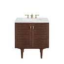 James Martin Amberly 30" Dual Mount Single Bathroom Vanity, Mid-Century Walnut