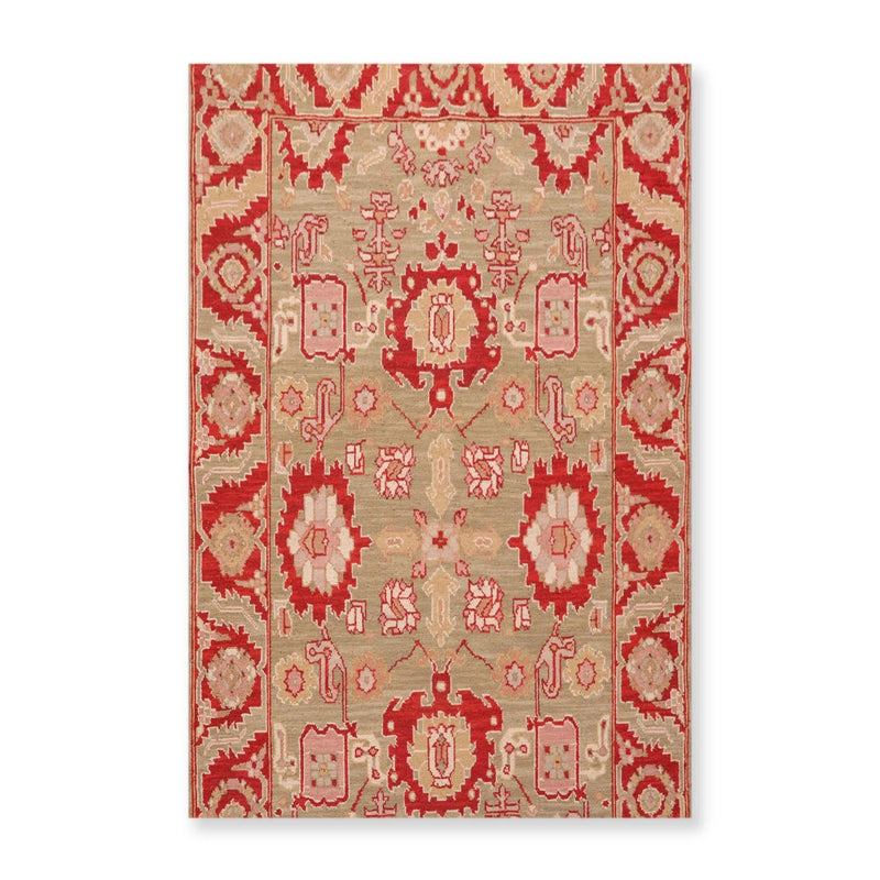 4' x 6' Hand Knotted Wool Reversible Area Rug Traditional Tan