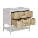James Martin Olena 36" Single Bathroom Vanity, Polished White and Light Mappa Burl