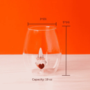 3D Gnome Heart Stemless Wine Glasses by Jersey Art Glass