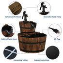 2-Tiers Outdoor Wooden Barrel Waterfall Fountain with Pump by LJGDeals