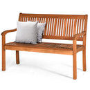 Two Person Solid Wood Garden Bench with Curved Backrest and Wide Armrest by LJGDeals