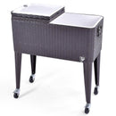 80QT Outdoor Party Portable Rattan Rolling Cooler Cart by LJGDeals