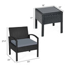 3 Pieces Outdoor Rattan Patio Conversation Set with Seat Cushions by LJGDeals